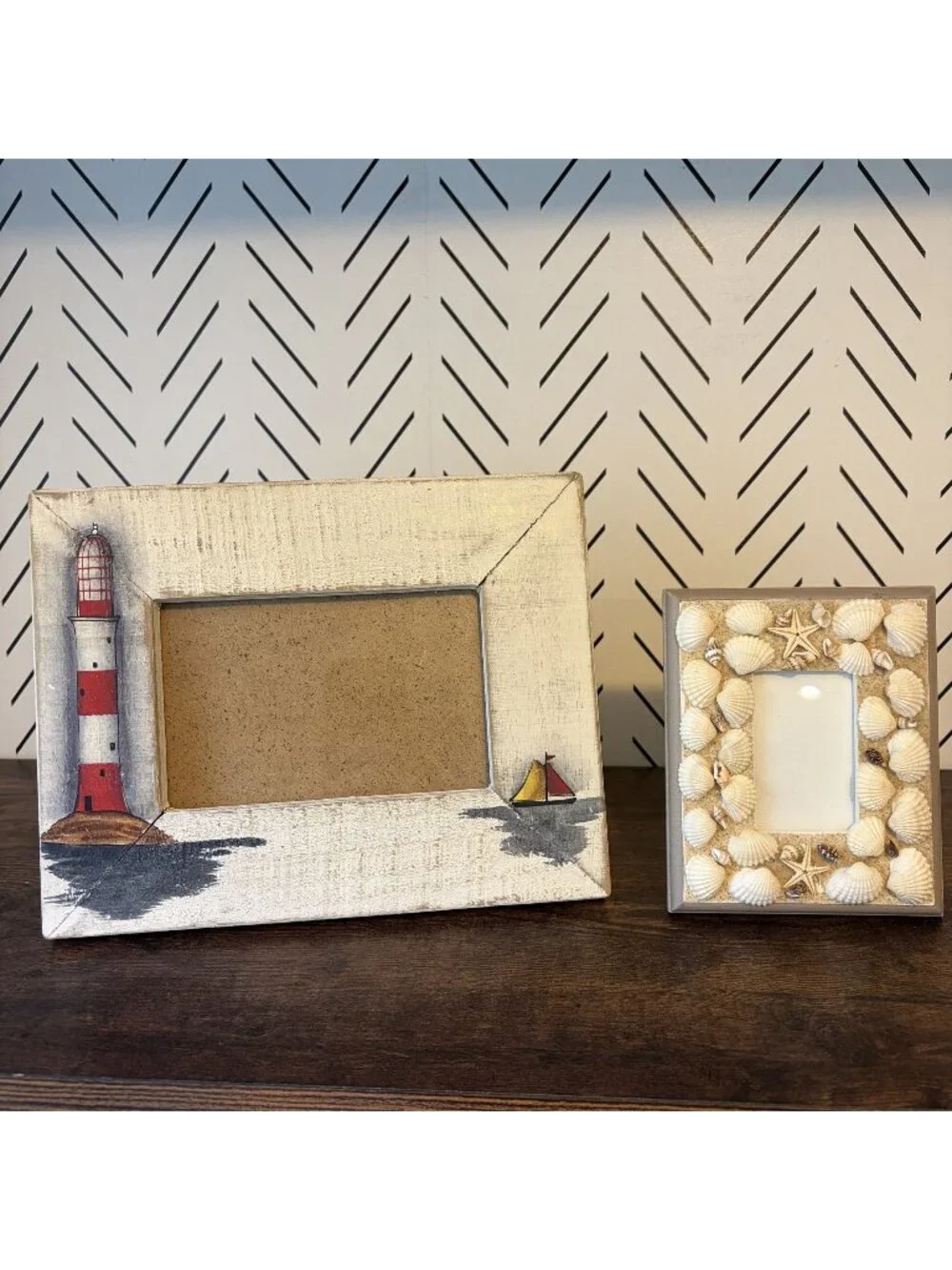 Coastal Beach House Picture Frame Set Nautical Lighthouse Shells Airbnb Decor